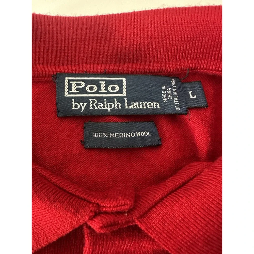 Polo Ralph Lauren Sweater Large 100% Merino Wool Knit Polo Oxford Gentlemen‎